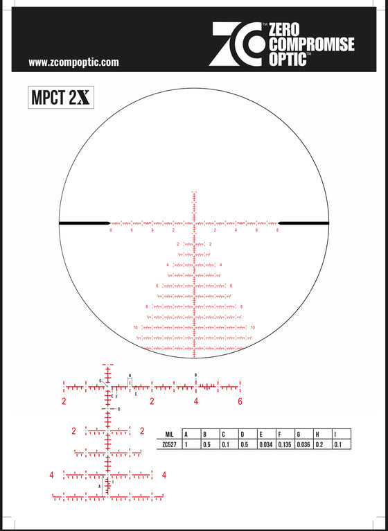 ZC420 FDE with 10 MIL Turret (locking) and MPCT2X reticle